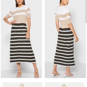 Banana Republic Striped Tan and White Women's Skirt